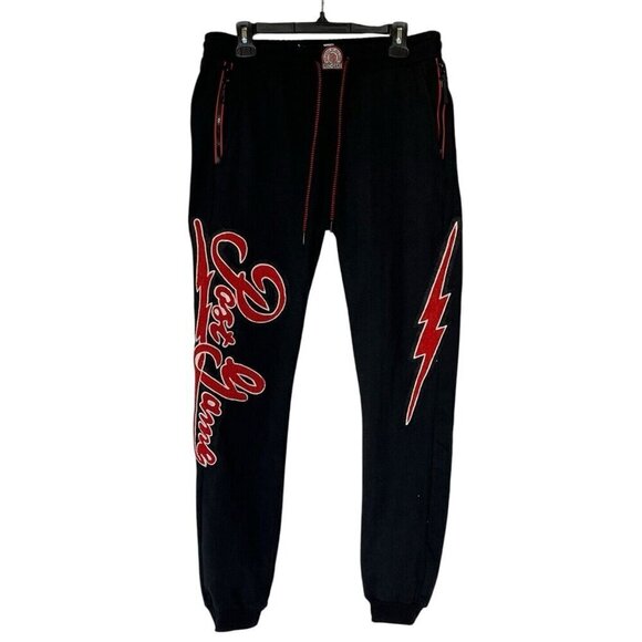 New POST GAME Black Red Logo Pockets Sweatpants Joggers - Picture 1 of 8